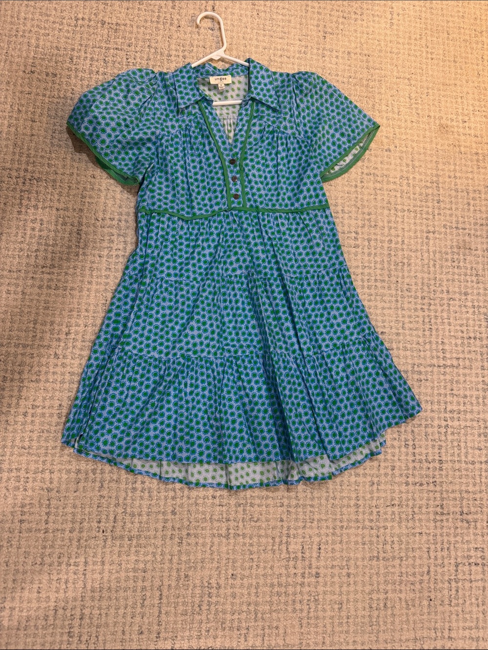 Umgee Blue and Green Floral Casual Dress